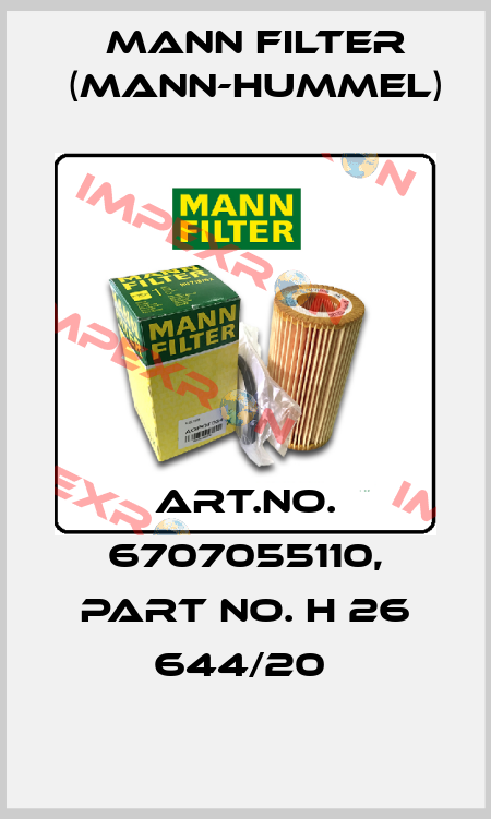 Art.No. 6707055110, Part No. H 26 644/20  Mann Filter (Mann-Hummel)