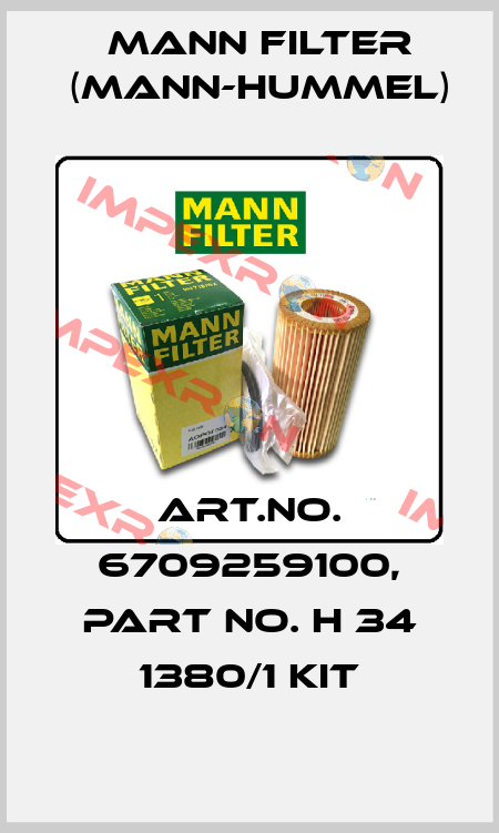 Art.No. 6709259100, Part No. H 34 1380/1 KIT Mann Filter (Mann-Hummel)