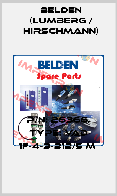 P/N: 26366, Type: VAD 1F-4-3-212/5 M  Belden (Lumberg / Hirschmann)
