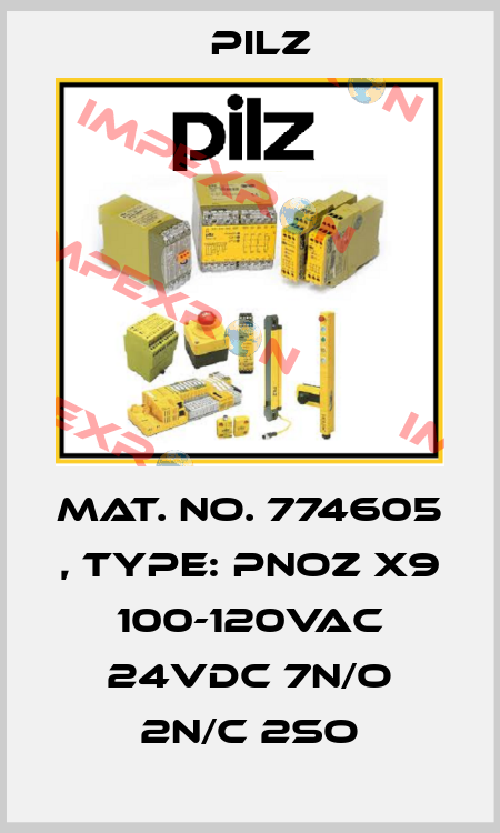 Mat. No. 774605 , Type: PNOZ X9 100-120VAC 24VDC 7n/o 2n/c 2so Pilz