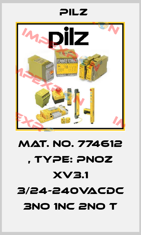 Mat. No. 774612 , Type: PNOZ XV3.1 3/24-240VACDC 3no 1nc 2no t Pilz