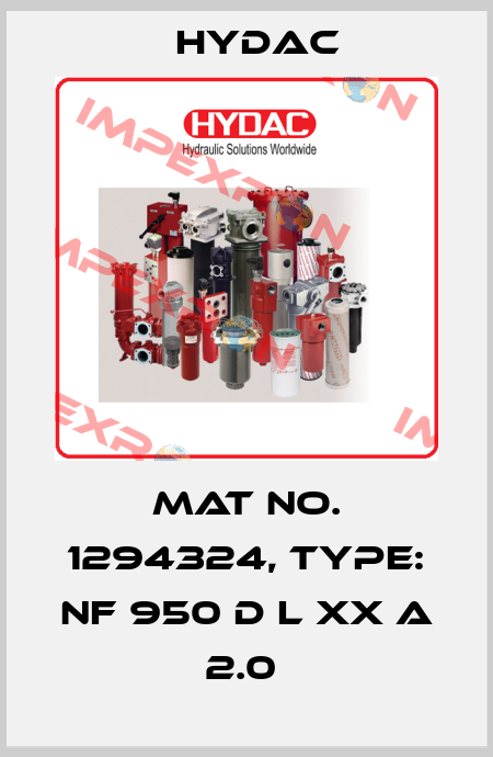 Mat No. 1294324, Type: NF 950 D L XX A 2.0  Hydac
