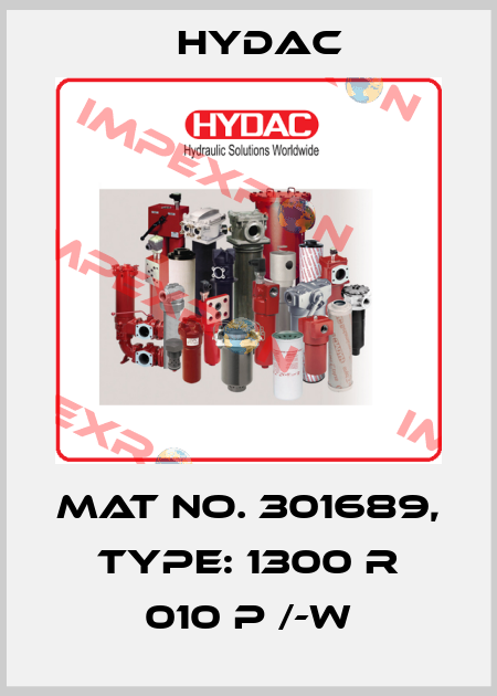 Mat No. 301689, Type: 1300 R 010 P /-W Hydac