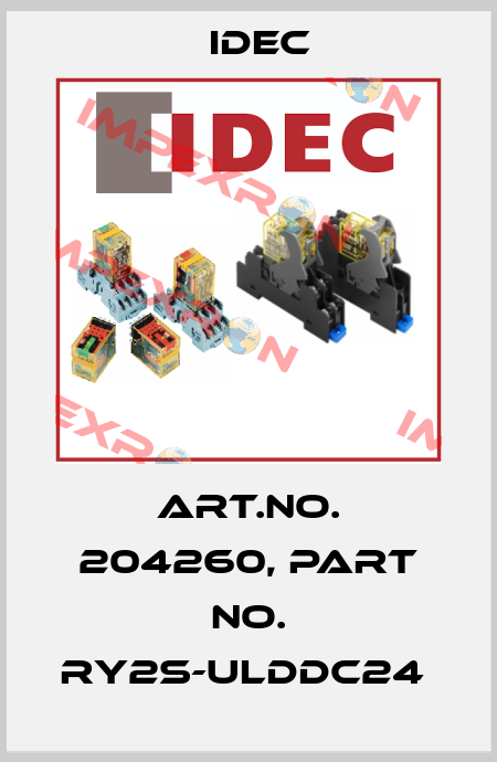 Art.No. 204260, Part No. RY2S-ULDDC24  Idec