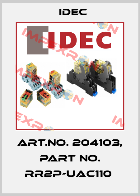 Art.No. 204103, Part No. RR2P-UAC110  Idec