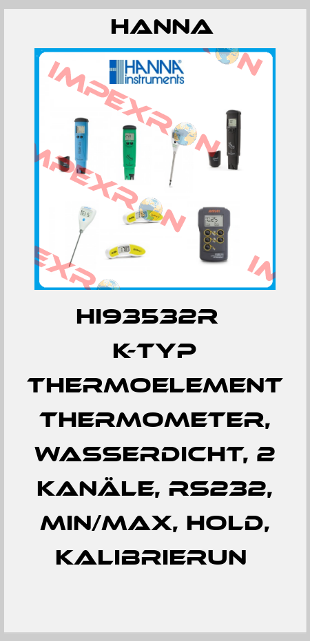 HI93532R   K-TYP THERMOELEMENT THERMOMETER, WASSERDICHT, 2 KANÄLE, RS232, MIN/MAX, HOLD, KALIBRIERUN  Hanna