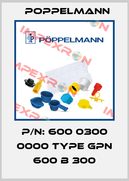 P/N: 600 0300 0000 Type GPN 600 B 300 Poppelmann