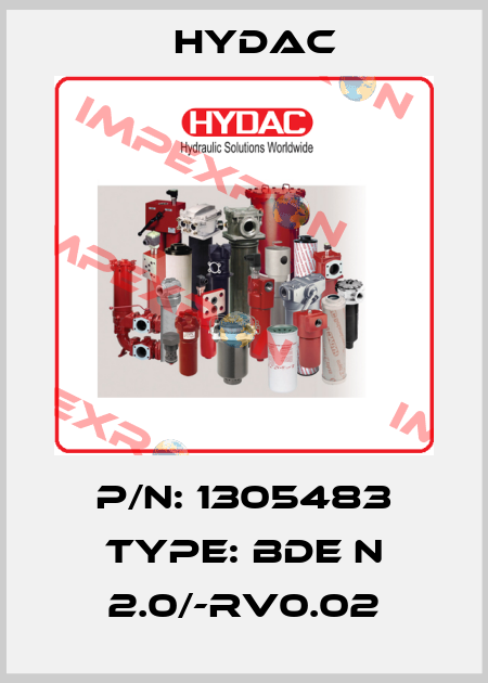 P/N: 1305483 Type: BDE N 2.0/-RV0.02 Hydac