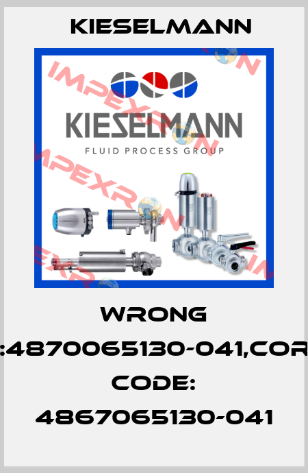 wrong code:4870065130-041,correct code: 4867065130-041 Kieselmann