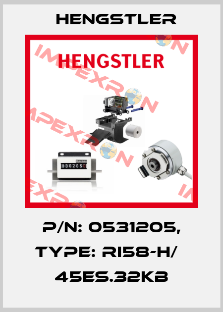 p/n: 0531205, Type: RI58-H/   45ES.32KB Hengstler
