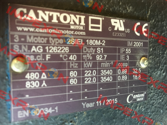 2SIEL 180M-2 22kW B3/B5 400/690V-50Hz IE2  Cantoni