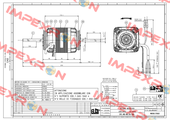 108206 / 1BT 40-40 3V NA 230V 50/60Hz Elco